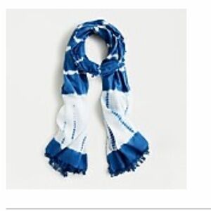 J.Crew Organic Cotton Scarf In Tie-Dye-NWT- Indigo Blue/Ivory
